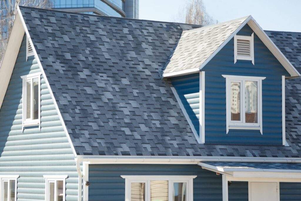 blue and white suburban home